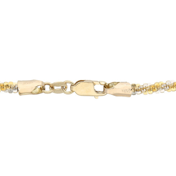 Pulsera eslabón laminado en oro dos tonos 14 kilates.