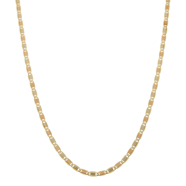 Collar eslabón nudo marino en oro tres tonos 14 kilates.