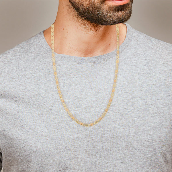 Collar eslabón nudo marino en oro tres tonos 14 kilates.
