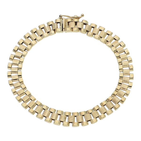 Pulsera eslabón articulado en oro amarillo 14 kilates.