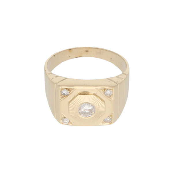 Anillo diseño especial con diamantes en oro amarillo 14 kilates.