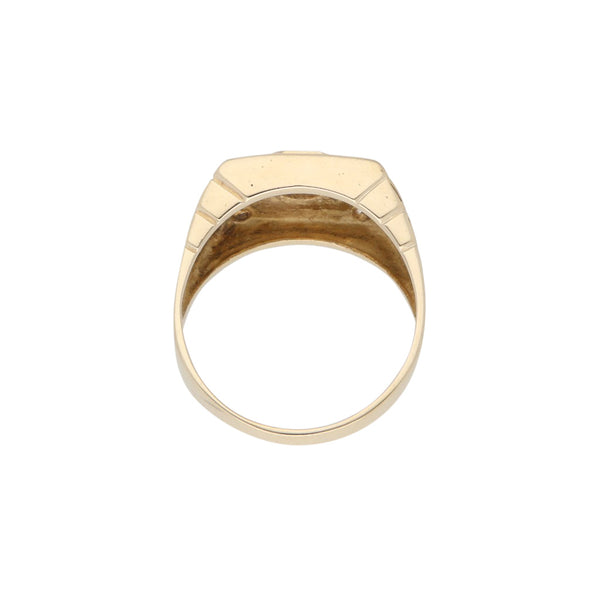Anillo diseño especial con diamantes en oro amarillo 14 kilates.