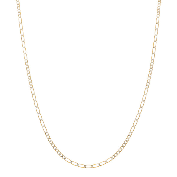 Collar de diez eslabones por siete platinados en oro amarillo 14 kilates.
