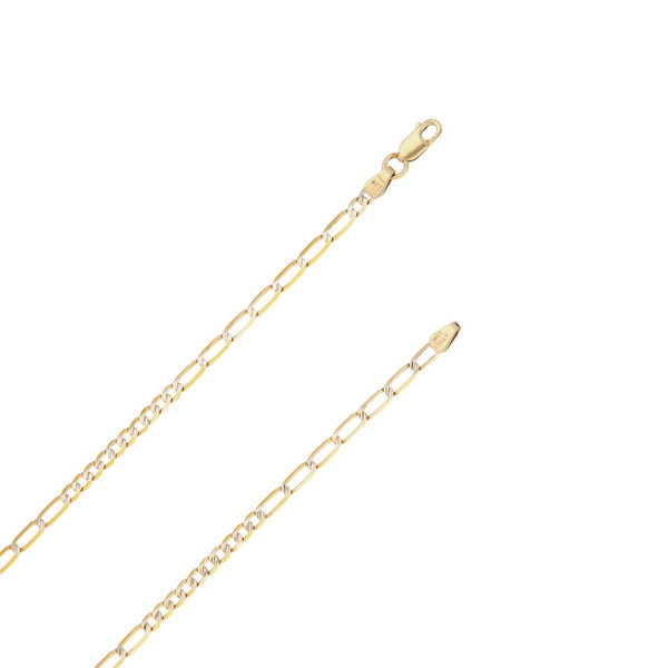 Collar de diez eslabones por siete platinados en oro amarillo 14 kilates.