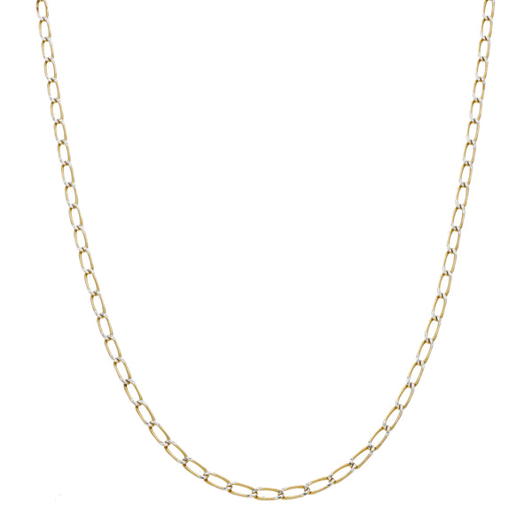 Collar eslabón encontrado platinado en oro amarillo 14 kilates.