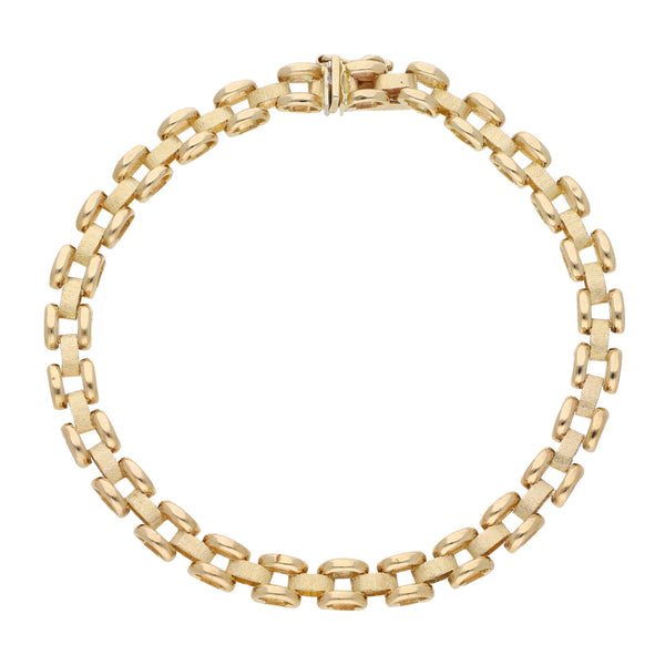 Pulsera eslabón articulado en oro amarillo 14 kilates.