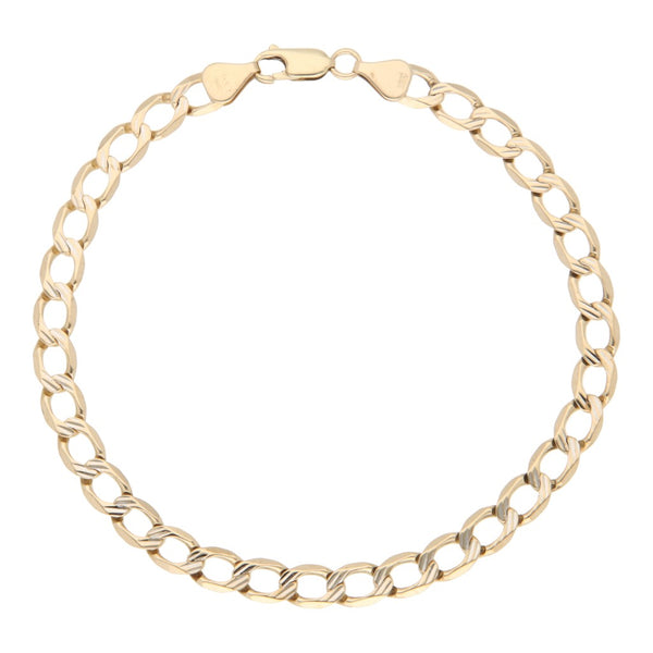 Pulsera eslabón encontrado platinado en oro amarillo 14 kilates.
