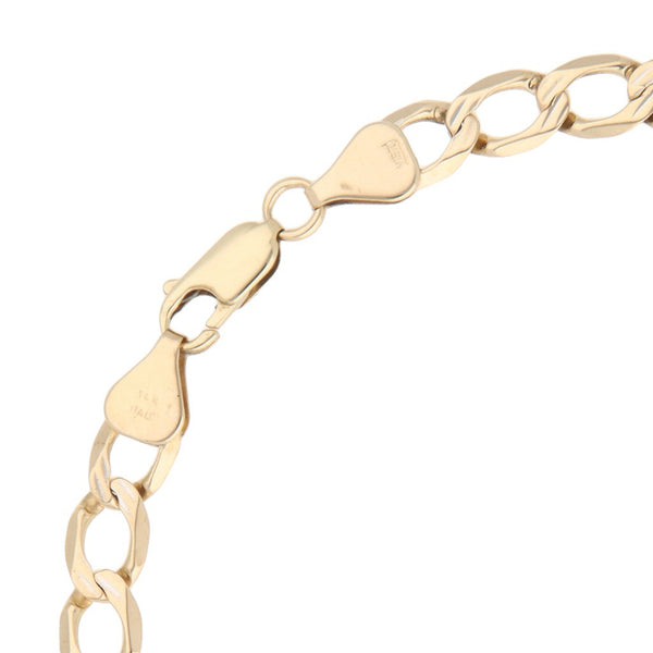 Pulsera eslabón encontrado platinado en oro amarillo 14 kilates.