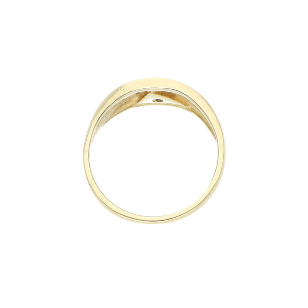 Anillo diseño especial con circonia en oro amarillo 14 kilates.