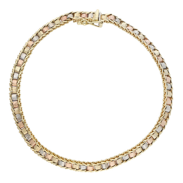Pulsera eslabón boleado en oro tres tonos 14 kilates. – Nacional Monte ...