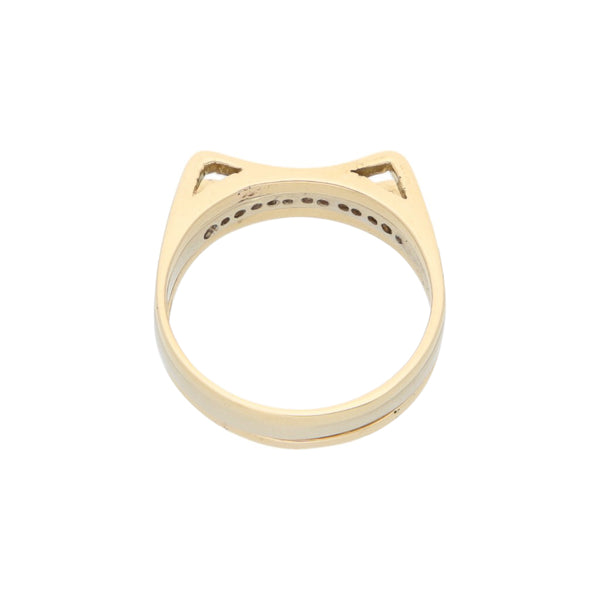 Anillo de dos pieza diseño especial con circonias en oro dos tonos 14 kilates.