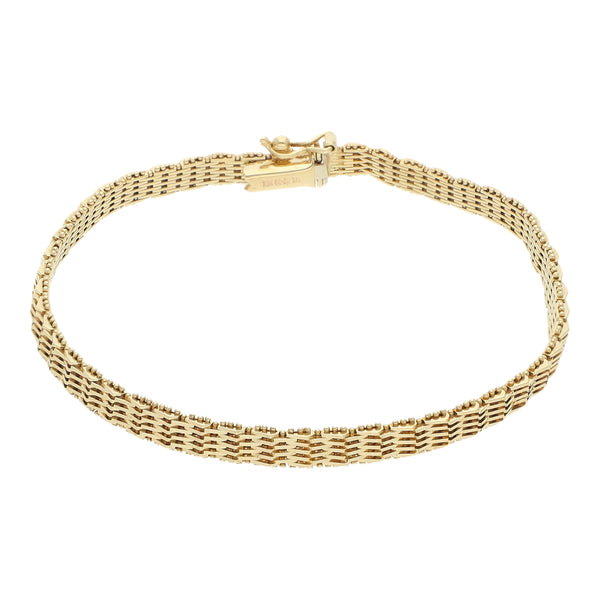 Pulsera eslabón boleado en oro amarillo 14 kilates.