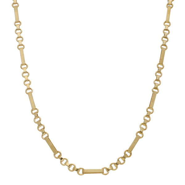 Collar eslabón combinado en oro amarillo 14 kilates.