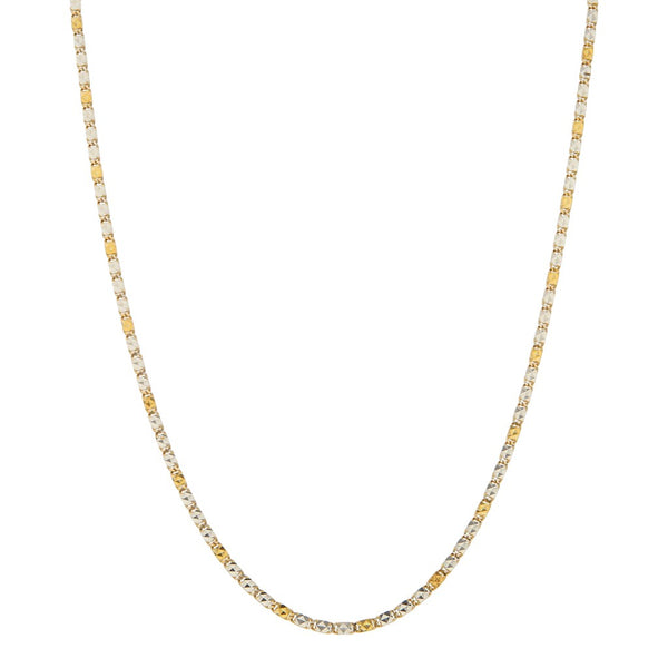 Collar eslabón nudo marino platinado en oro amarillo 14 kilates.