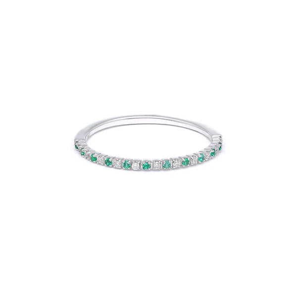 Churumbela diseño especial con diamantes y esmeraldas en oro blanco 14 kilates.