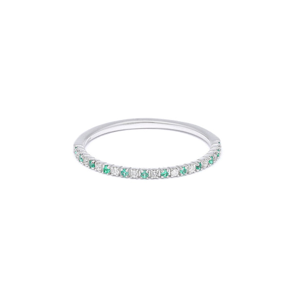 Churumbela diseño especial con diamantes y esmeraldas en oro blanco 14 kilates.
