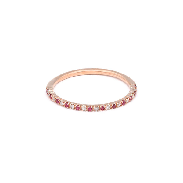 Churumbela diseño especial con diamantes y rubies en oro rosa 14 kilates.