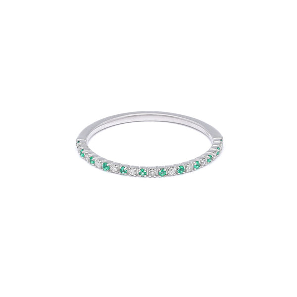 Churumbela diseño especial con diamantes y esmeraldas en oro blanco 14 kilates.