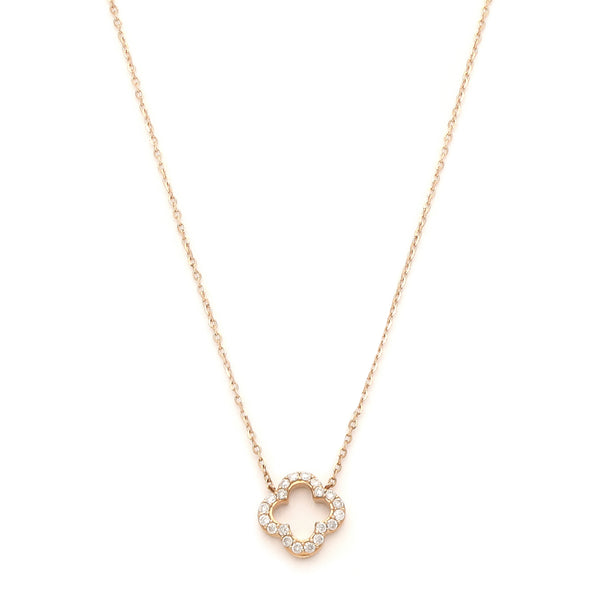 Gargantilla eslabón cruzado con aplicación de diamantes en oro rosa 14 kilates.