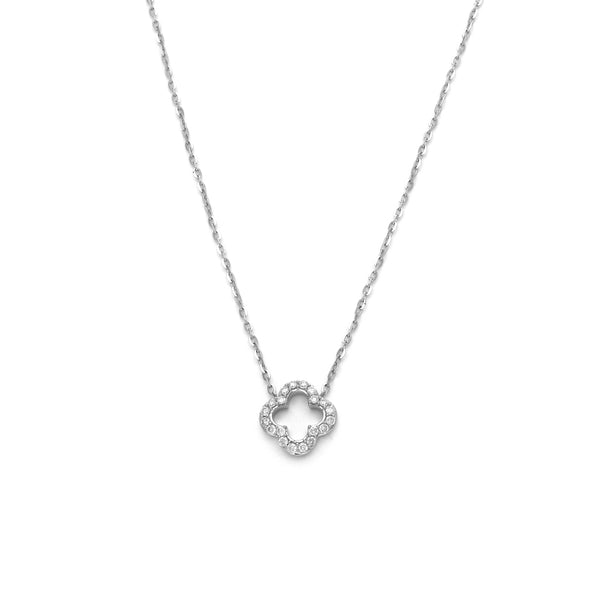 Gargantilla eslabón cruzado con aplicación y diamantes en oro blanco 14 kilates.