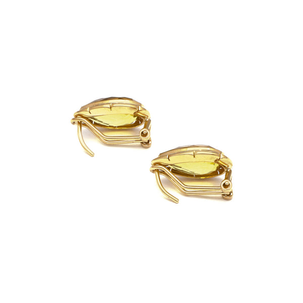 Aretes calados con citrinos en oro amarillo 14 kilates.