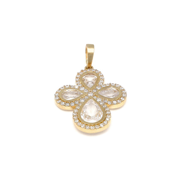 Cruz diseño especial con circonias en oro amarillo 14 kilates