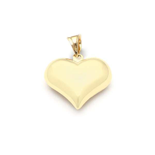 Dije hueco motivo corazón en oro amarillo 14 kilates.