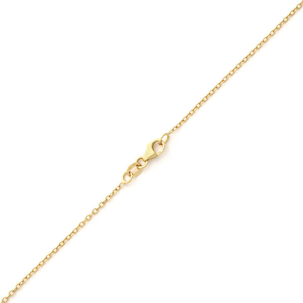 Collar eslabón cruzado con aplicación, perla y circonias en oro amarillo 14 kilates.