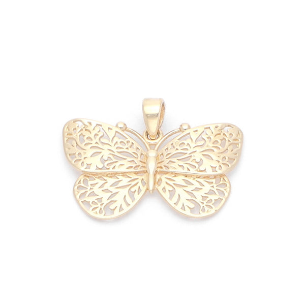 Dije calado motivo mariposa en oro amarillo 14 kilates.