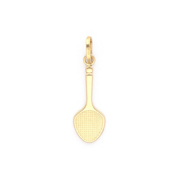 Dije diseño especial motivo raqueta en oro amarillo 14 kilates.