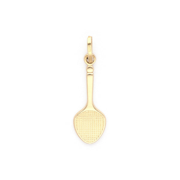 Dije diseño especial motivo raqueta en oro amarillo 14 kilates.