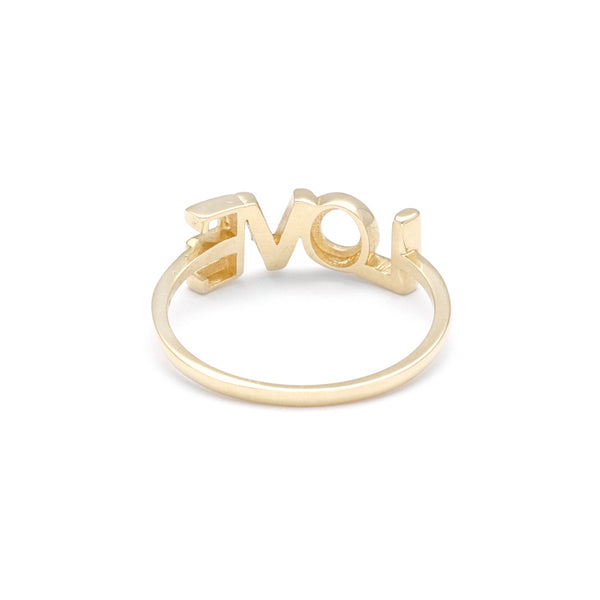 Anillo liso motivo letras LOVE en oro amarillo 14 kilates.