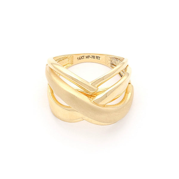 Anillo estilizado en oro amarillo 14 kilates.
