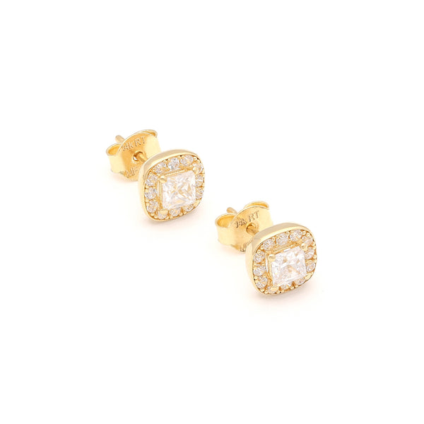 Aretes diseño especial con circonias en oro amarillo 14 kilates.