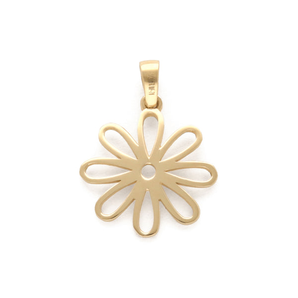 Dije calado motivo flor en oro amarillo 14 kilates.