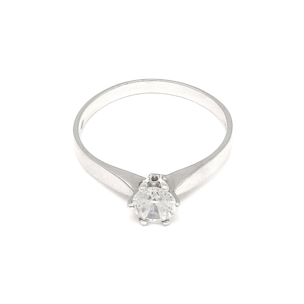 Anillo de compromiso con circonia en oro blanco 14 kilates.