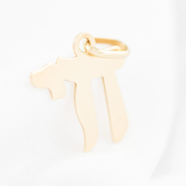 Dije liso motivo símbolo Hai en oro amarillo 14 kilates.