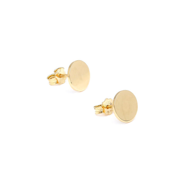 Aretes lisos motivo circulo en oro amarillo 14 kilates.