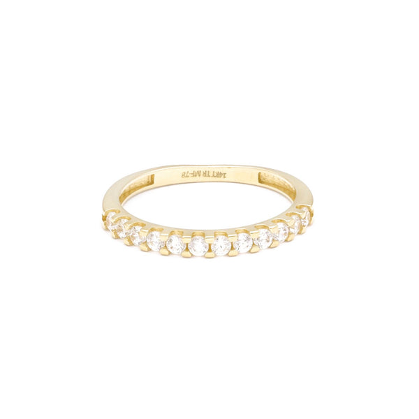 Anillo diseño especial con circonia en oro amarillo 14 kilates.