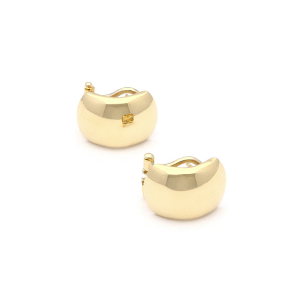 Aretes lisos en oro amarillo 14 kilates.