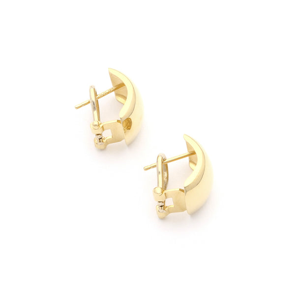 Aretes lisos en oro amarillo 14 kilates.