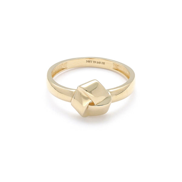 Anillo liso motivo nudo en oro amarillo 14 kilates.