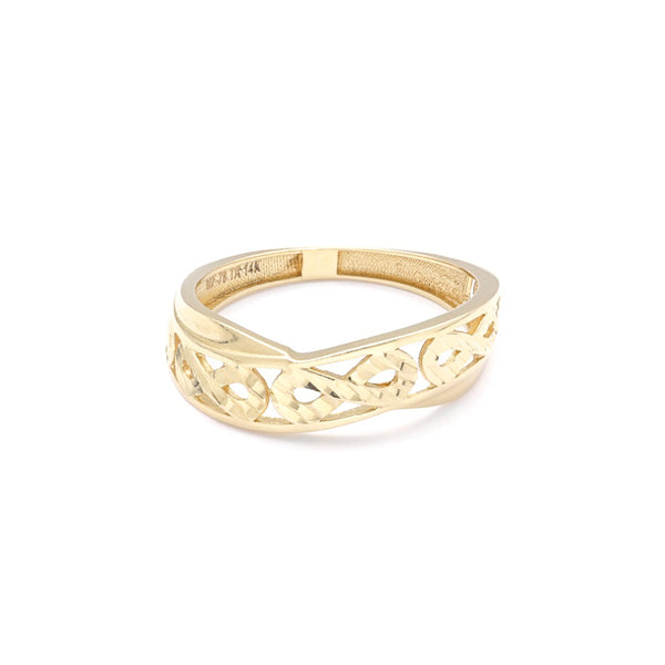 Anillo calado motivo infinito en oro amarillo 14 kilates.