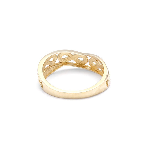 Anillo calado motivo infinito en oro amarillo 14 kilates.