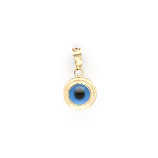 Dije diseño especial con sintético motivo ojo en oro amarillo 14 kilates.