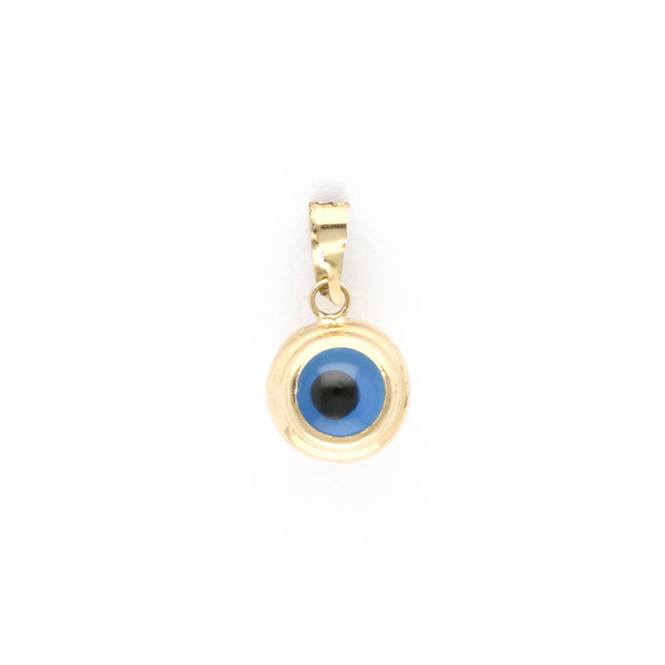 Dije diseño especial con sintético motivo ojo en oro amarillo 14 kilates.
