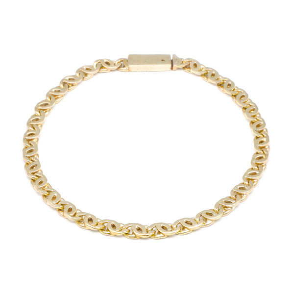 Pulsera eslabón nudo egipcio en oro amarillo 14 kilates.