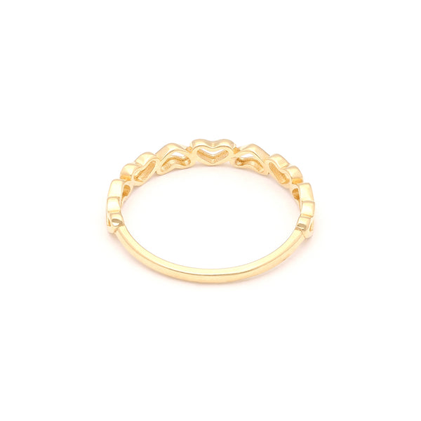 Anillo calado motivo corazones en oro amarillo 14 kilates.