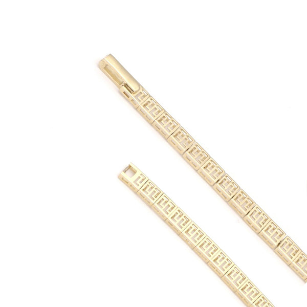 Pulsera eslabón articulado con circonias en oro amarillo 14 kilates.