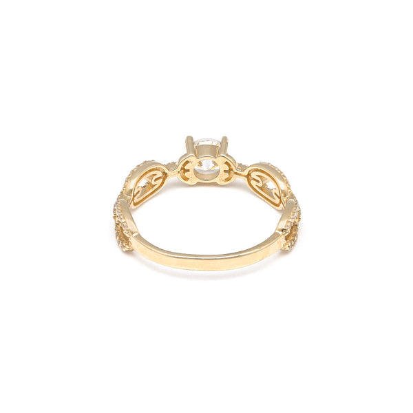 Anillo de compromiso con circonias en oro amarillo 14 kilates.